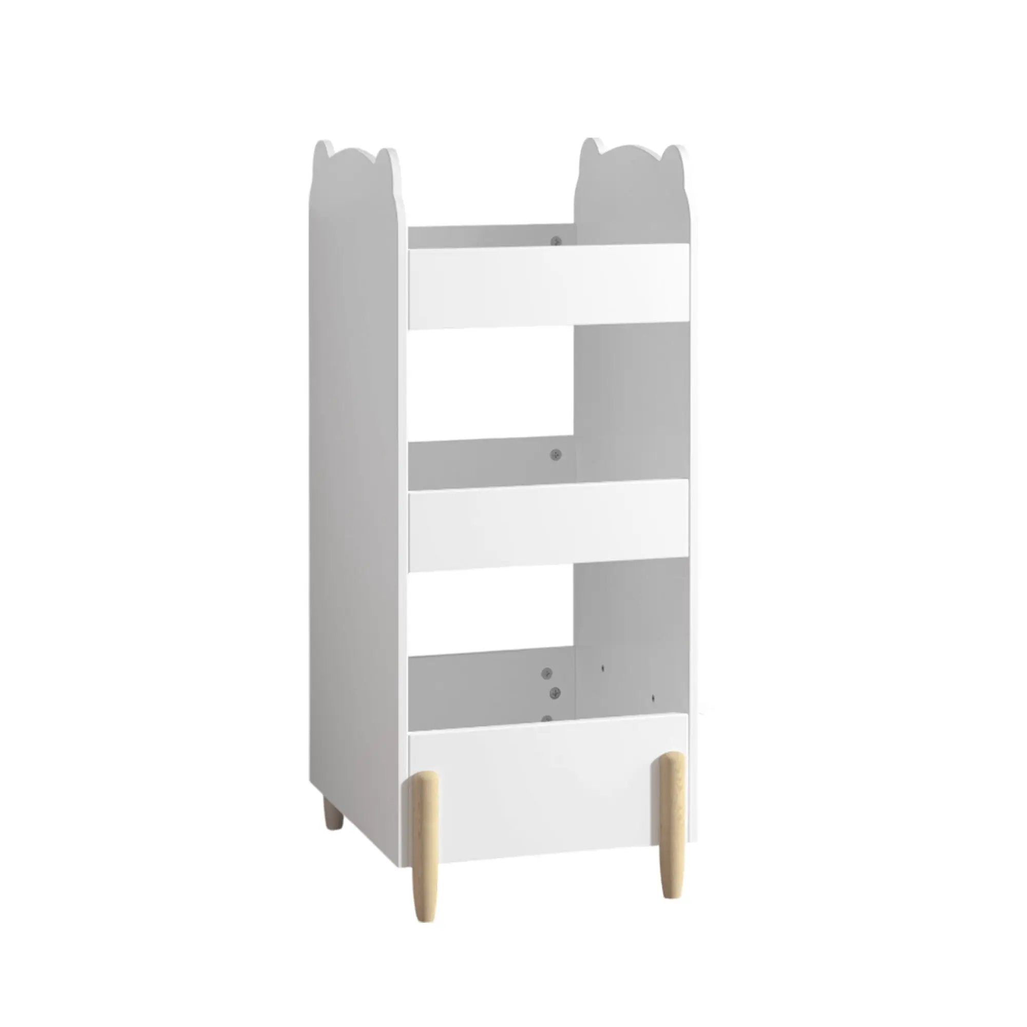 Bear Shaped Bookshelf With Chalkboard Side, 3 Tier Storage Organizer For Playroom - White by Unique Piece Furniture