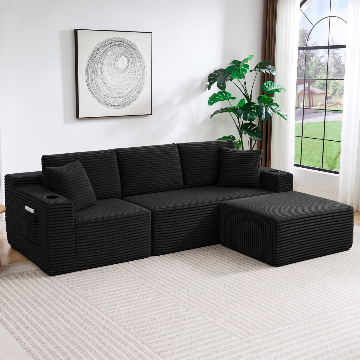 L-Shaped Sectional Sofa with Ottoman, photo 3 of 9