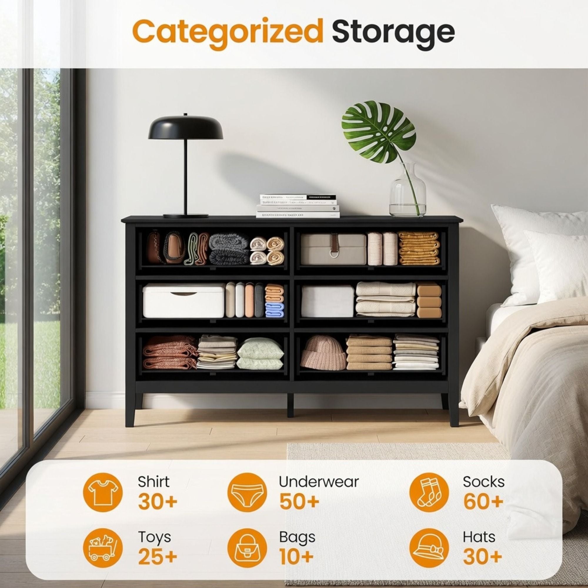 Modern 6 Drawer Fluted Dresser by HouseOfZazla