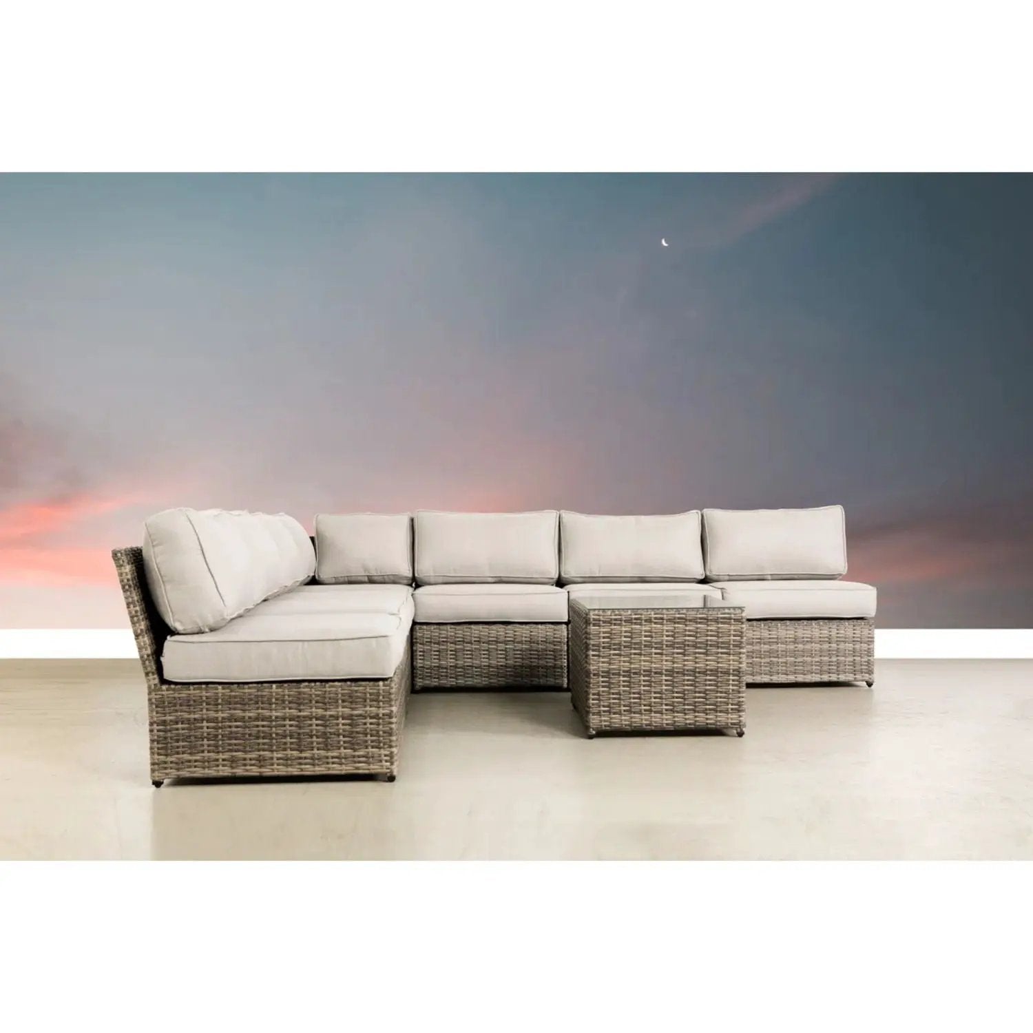Comfortable Modern Patio Rattan Sectional Set With Cushions by Unique Piece Furniture
