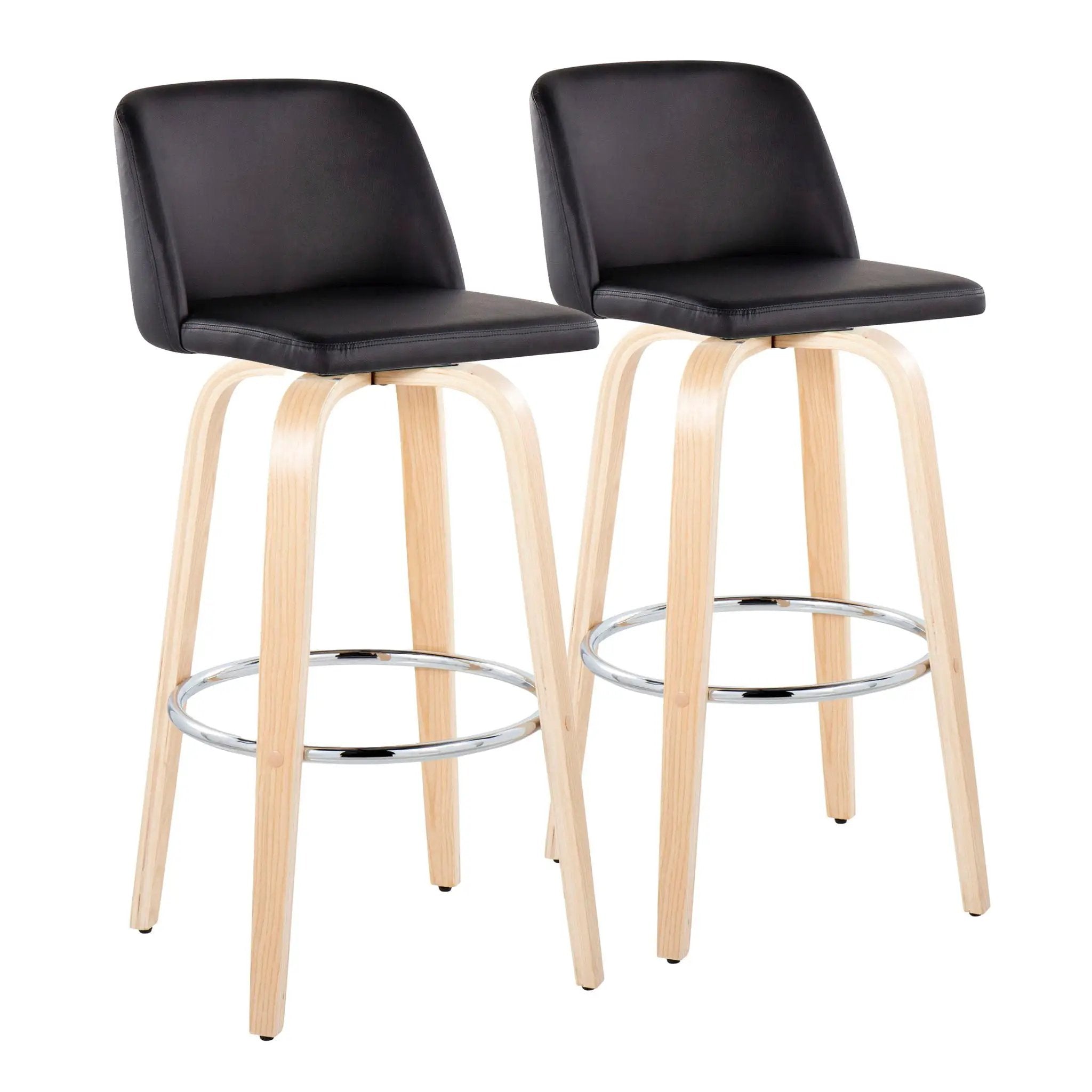 Toriano - Contemporary Fixed Height Barstool & Swivel With Round Footrest (Set of 2) by HouseOfZazla