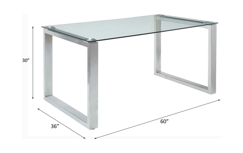 Abraham - Dining Table - Clear Glass Top & Chrome by Unique Piece Furniture
