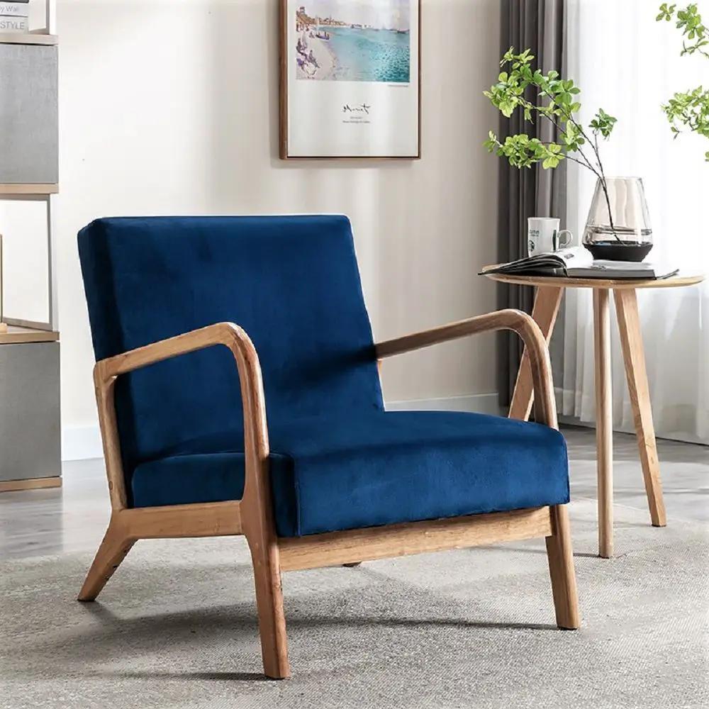 Classic Mid-Century Modern Accent Chairs, Open Framed Armchair With Cushioning by HouseOfZazla