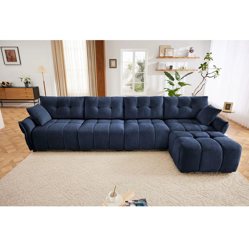 Sofa Set With Ottoman And Pillows, Textured, High Resilience Cushions by HouseOfZazla