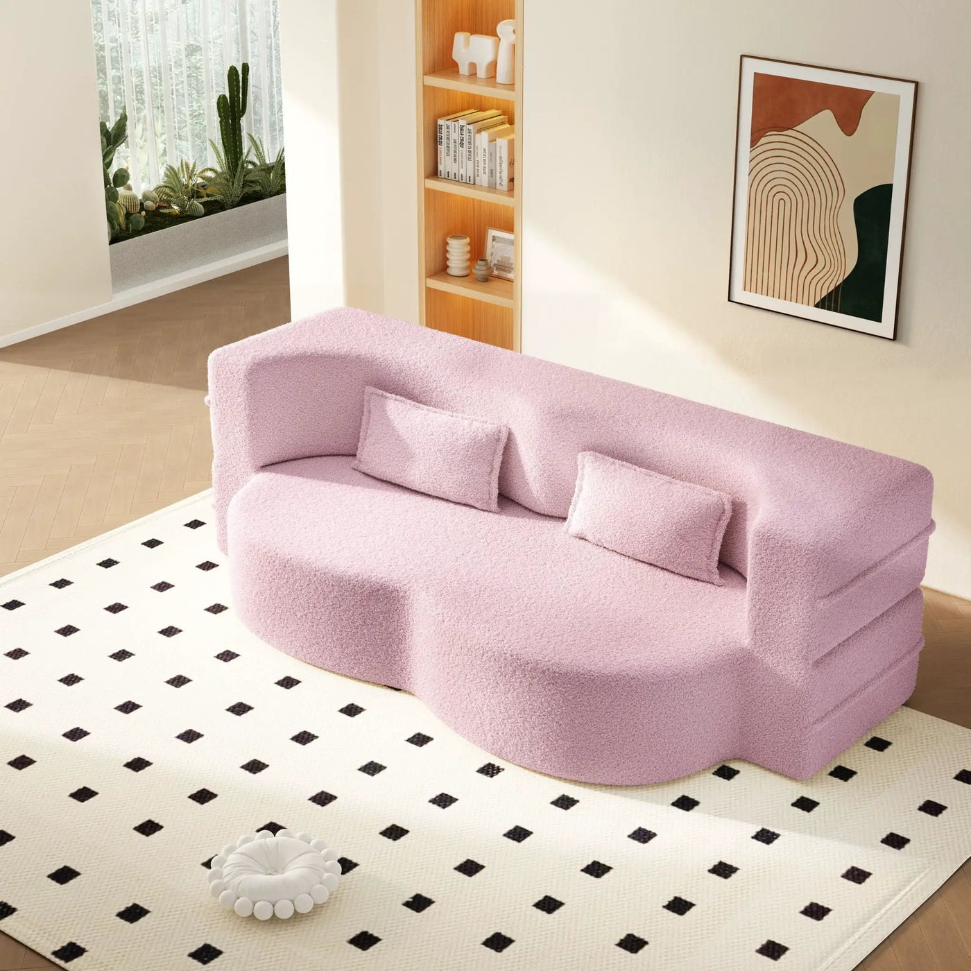 Modern Floor Sleeper Sofa Bed With 2 Pillows, Convertible Twin Size Folding Mattress For Living Room by HouseOfZazla