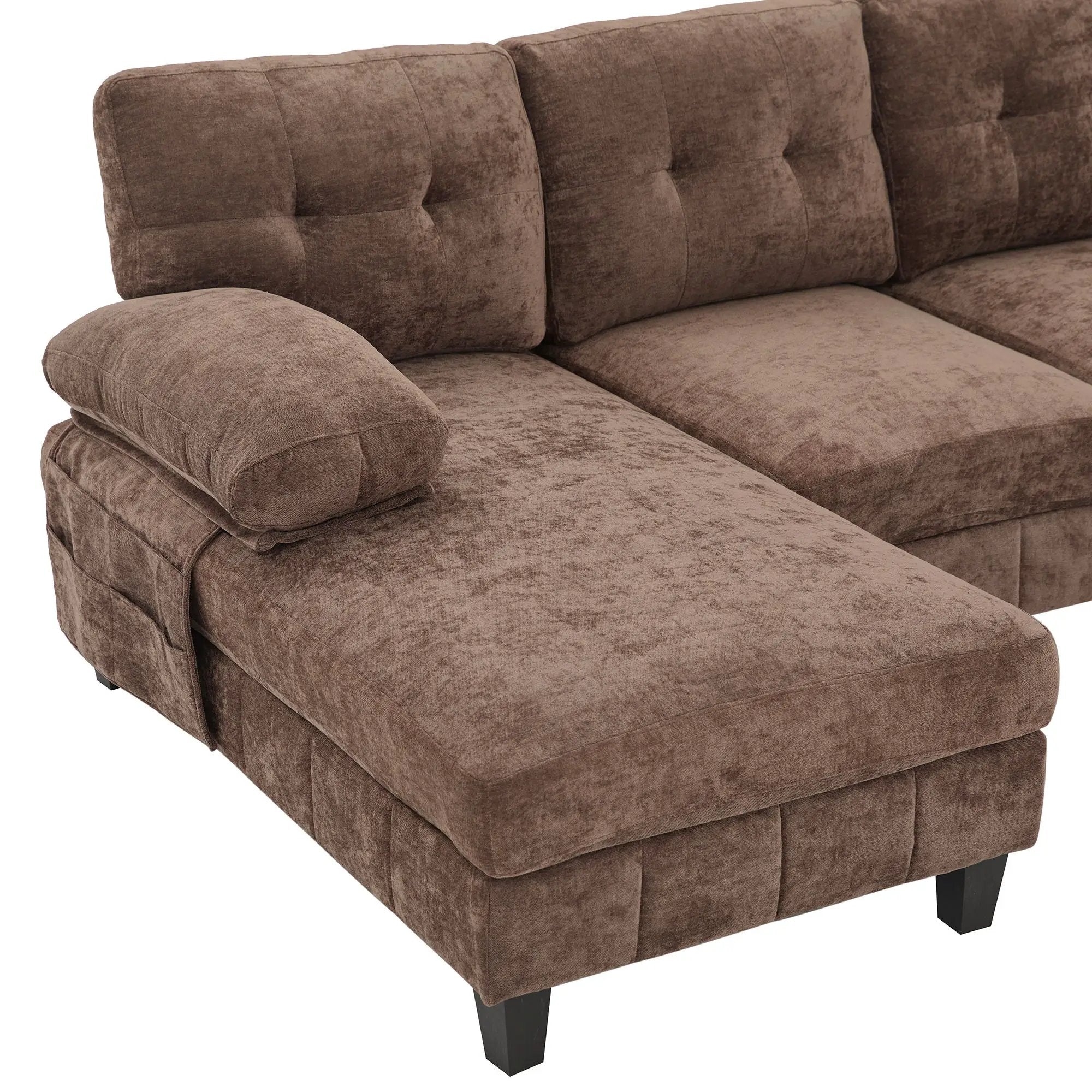 U-Shaped Sectional Sofa 103.5" Fabric Couch With Dual Chaise Lounges, Storage Pockets, Armrest Pillows by HouseOfZazla