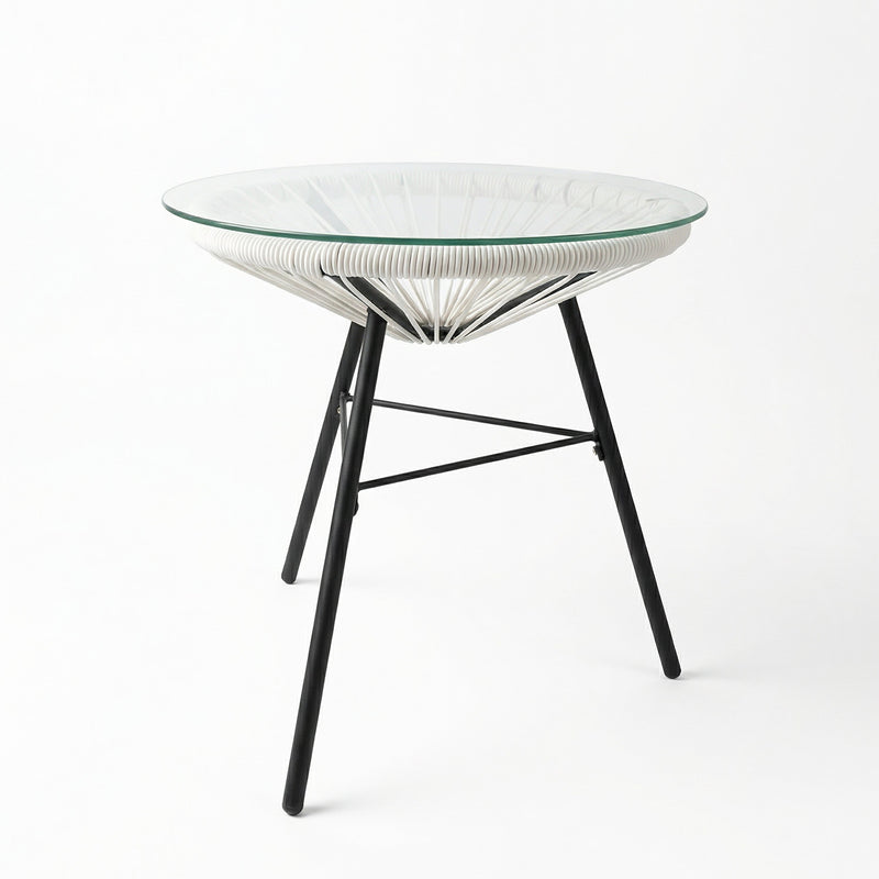 Nusa Outdoor Synthetic Wicker Glass-Top Side Table by HouseOfZazla