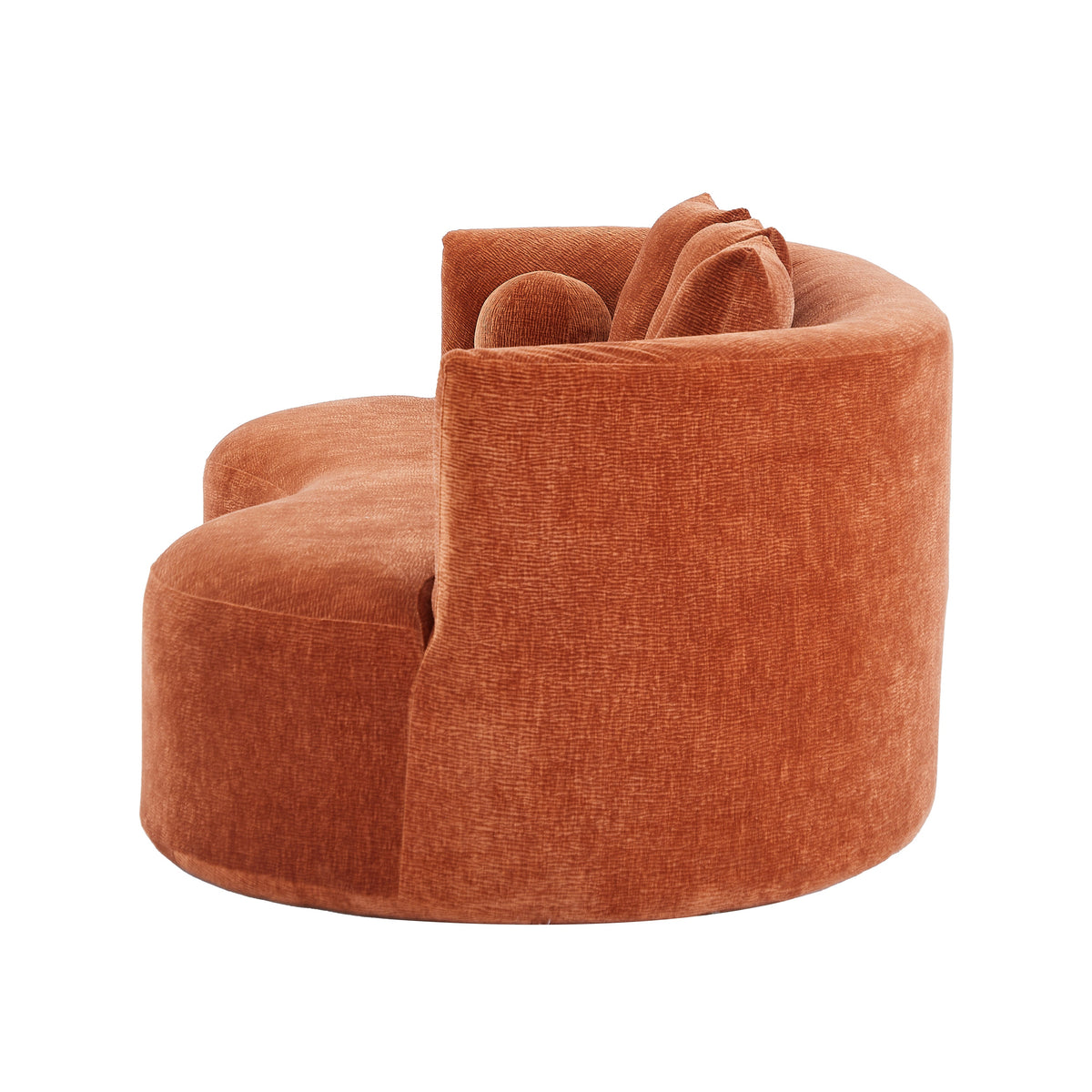 90-Inch Curved Modern Chenille Sofa with Artistic Curved Design - Orange or White, photo 4 of 10