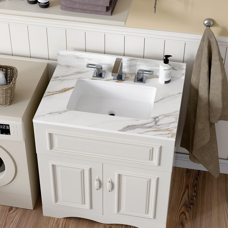 Vanity Top With Undermount Sink And Backsplash, Sintered Stone by HouseOfZazla