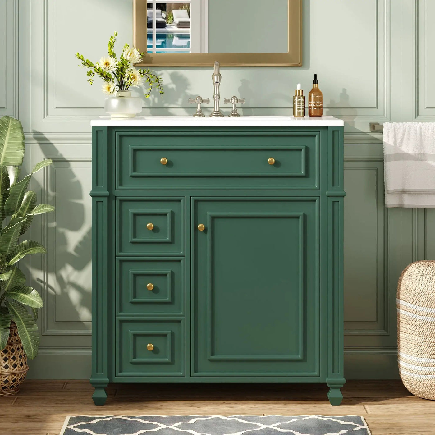 Bathroom Vanity Cabinet With Sink, Soft Close Doors With Door Organizer by HouseOfZazla
