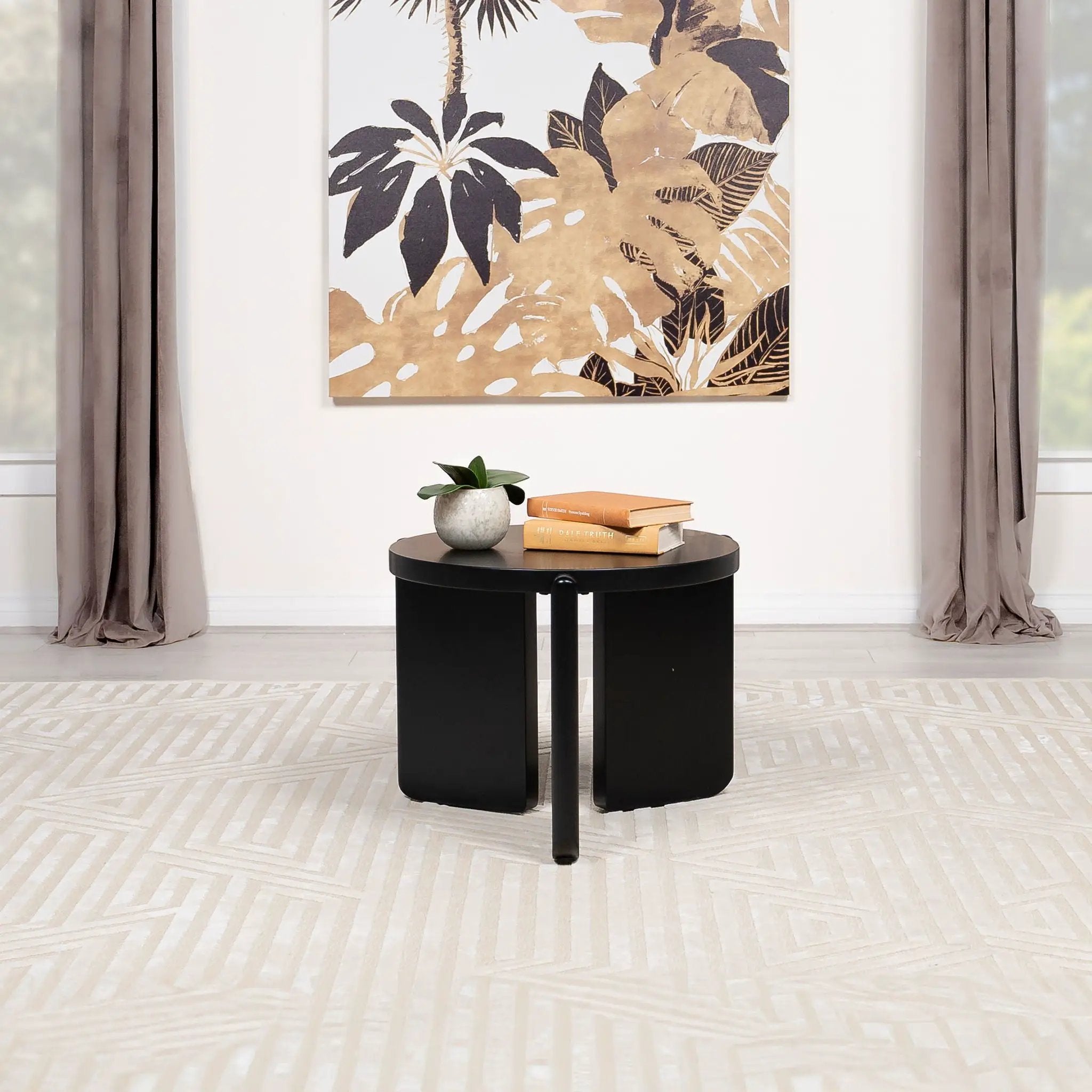 Cordova Round Solid Wood End Table Black by Unique Piece Furniture
