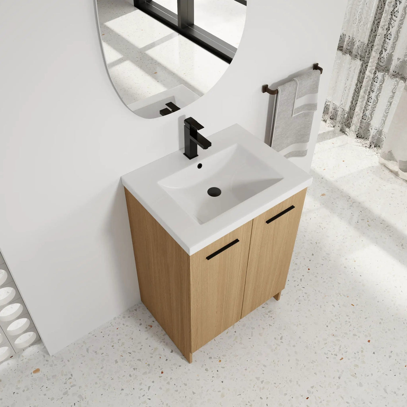 Floating Bathroom Vanity With Sink, Wall Mounted Double Door Storage by Unique Piece Furniture