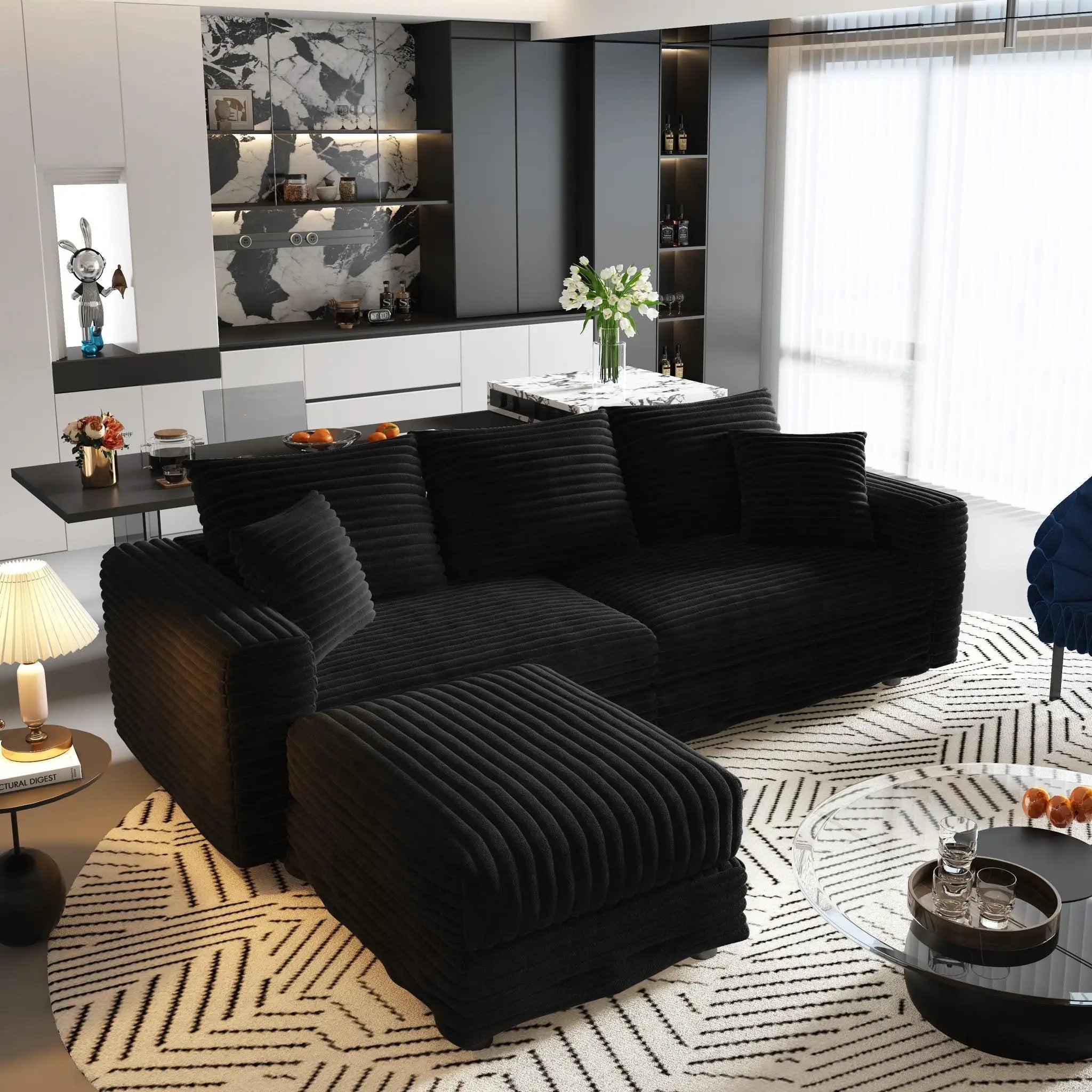 Convertible Deep Seat Sofa With Soft Pillows And Ottomans by HouseOfZazla