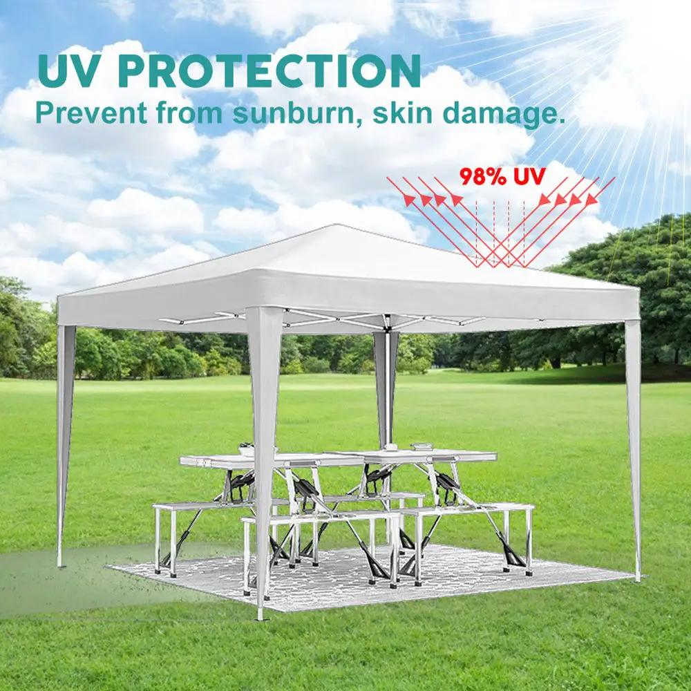 10'X10' Folding Canopy With 4 Removable Sidewalls Outdoor Event Shelter UPF 50+ Gazebo Portable Tents For Parties Beach Camping Wedding Ez Pop Up Canopy 4 Pieces Weight Bag + Carry Bag by Unique Piece Furniture