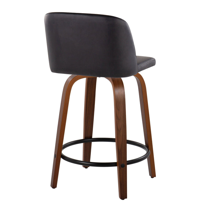 Toriano - Mid Century Modern, Fixed Height Counter Stool & Swivel And Round Footrest (Set of 2) by HouseOfZazla