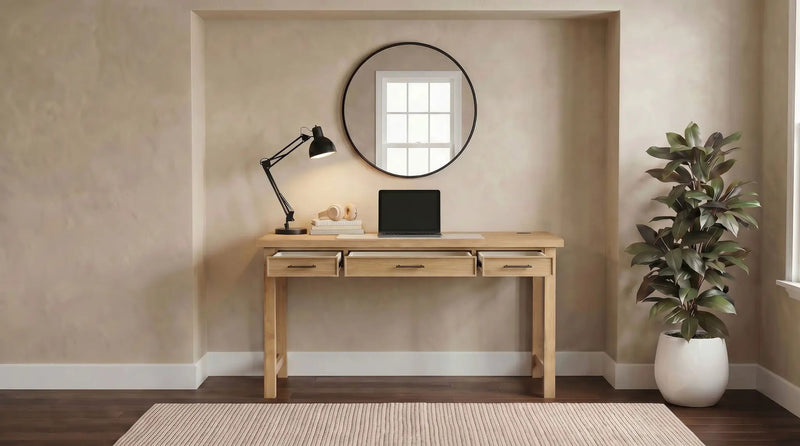 Vermes 55-inch 3-drawer Writing Desk with Power Outlet Light Ash by Unique Piece Furniture