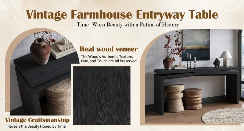 65-Inch Rustic Solid Wood Veneer Console Table by HouseOfZazla