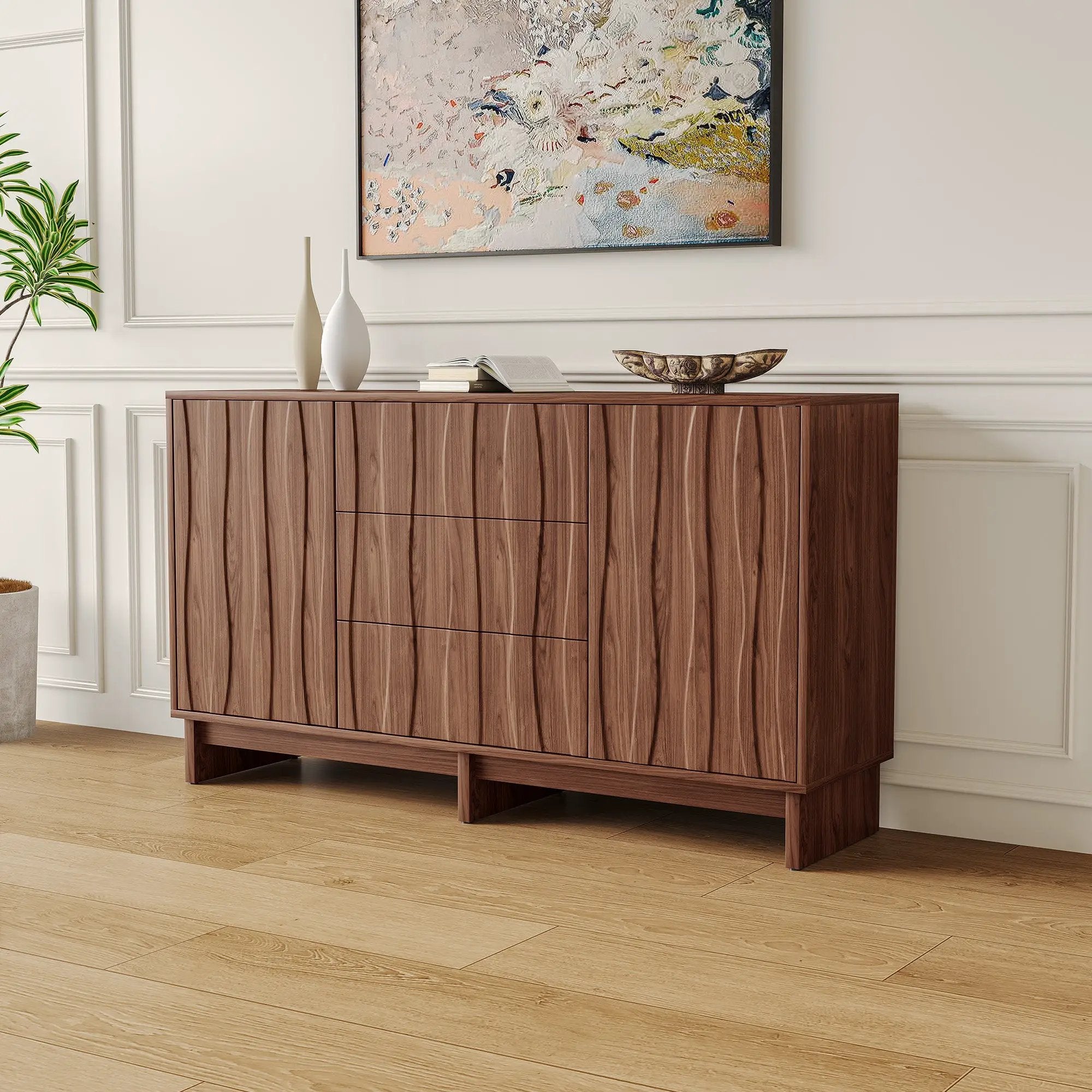 59.1" Buffet Sideboard with 2 Doors and 3 Drawers by HouseOfZazla