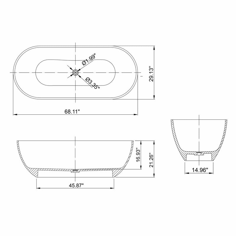 68.9 Inch Translucent Freestanding Bathtub by HouseOfZazla
