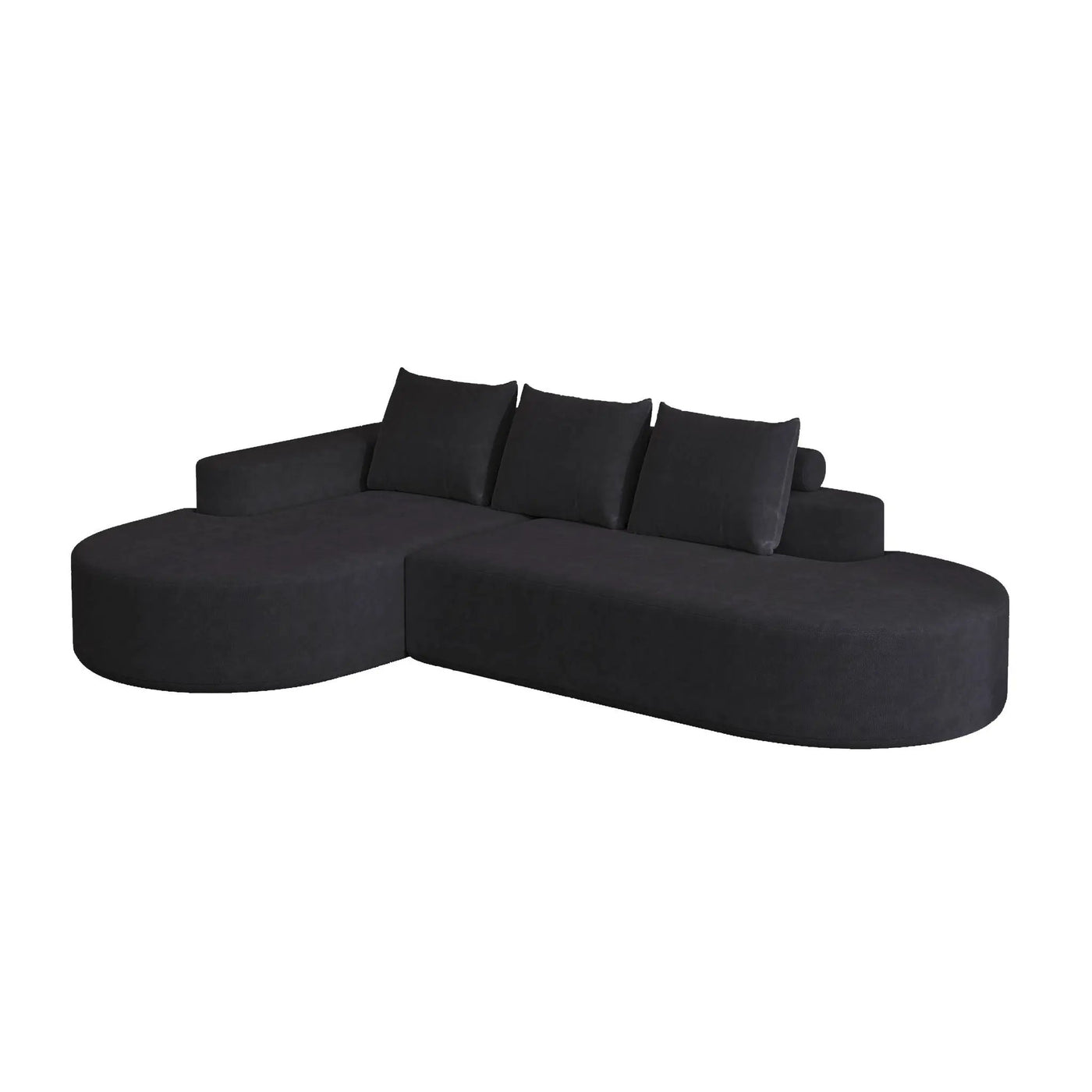 Modern Curved Sofa, L-Shaped Modular Sectional Set With 3 Pillows by HouseOfZazla
