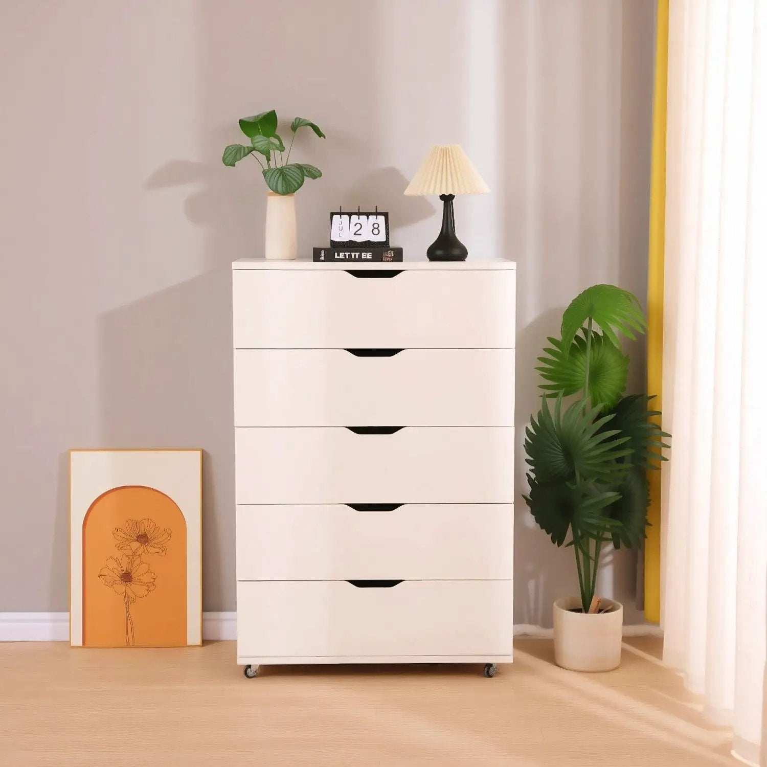 Modern 5 Drawer Dresser With Wheels by HouseOfZazla