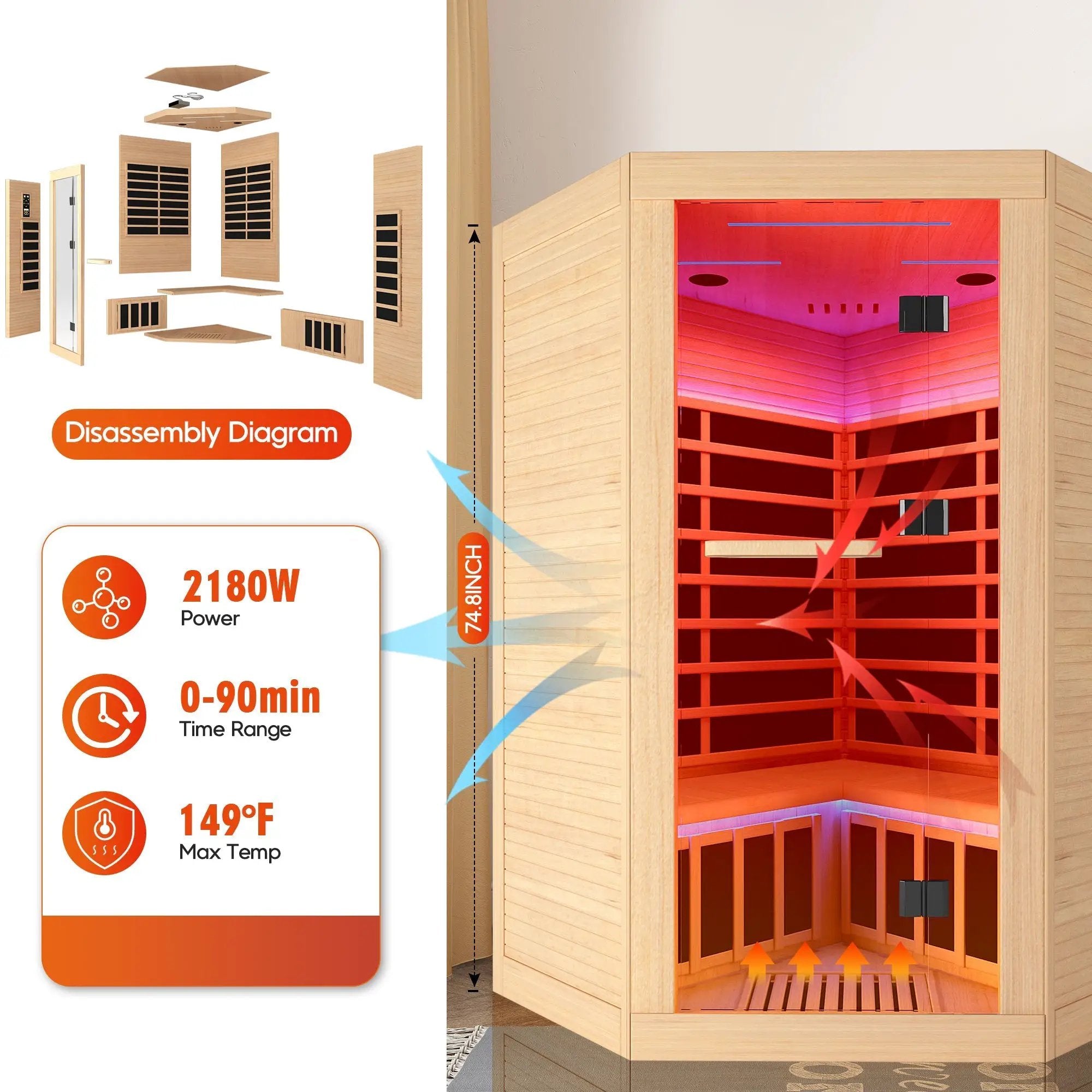 Canadian hemlock pentagonal double sauna by HouseOfZazla