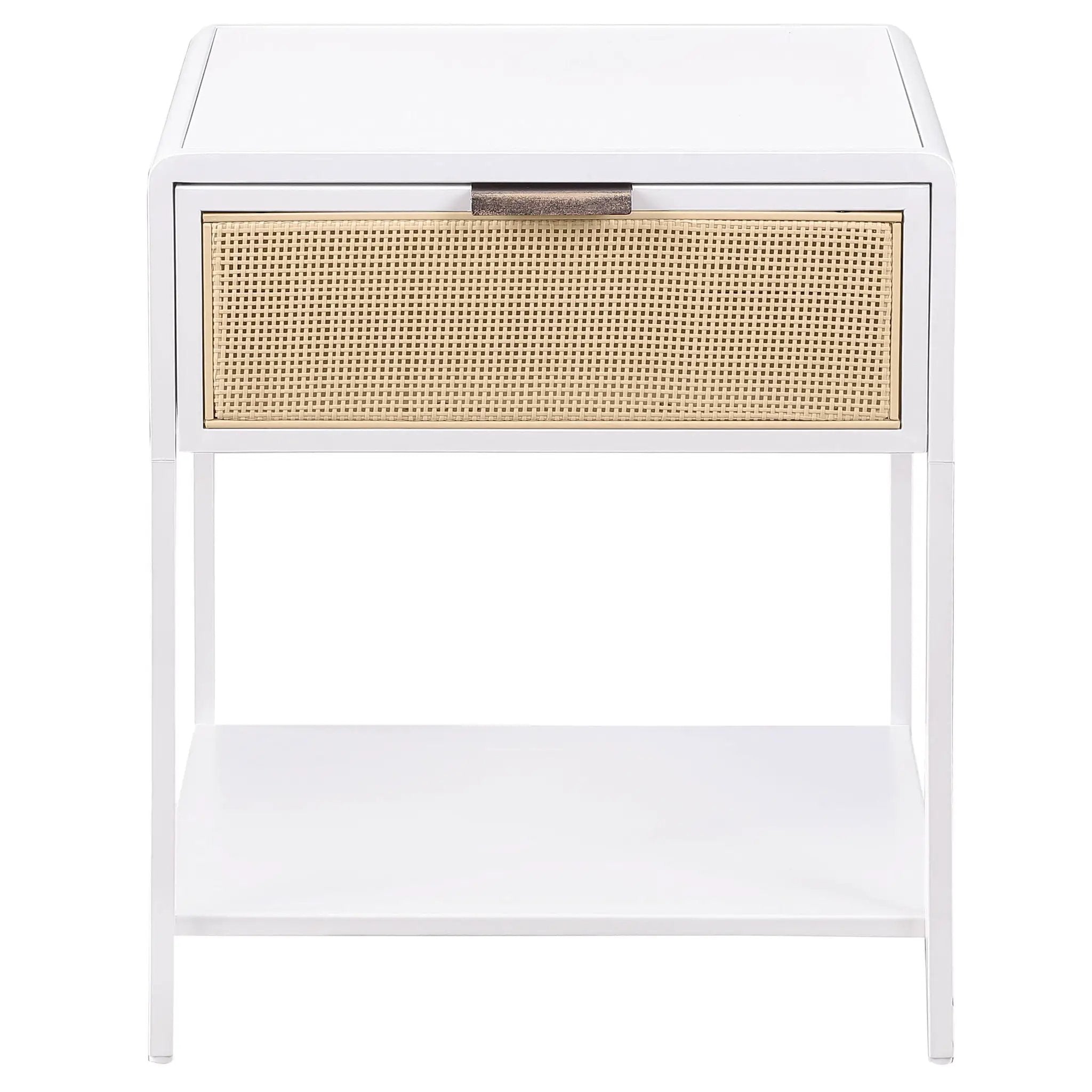 Amherst 1-drawer Radio Weave Cane Metal Bedside Table White by Unique Piece Furniture