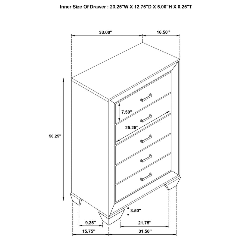 Harrison - 5 Drawer Bedroom Chest - Taupe