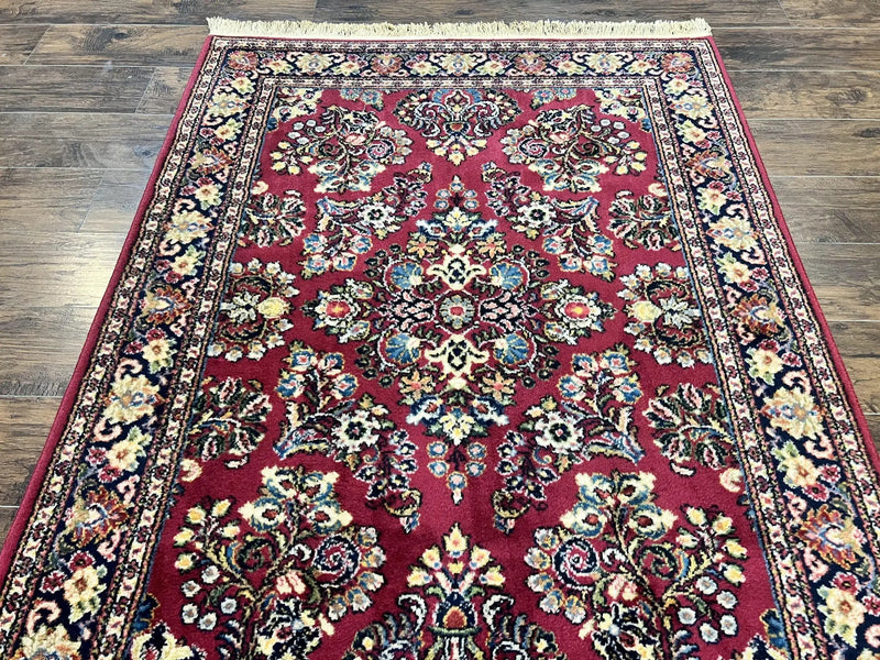 Karastan Rug 4.6 x 6 Lanamar Sarouk #5528, Red Wool Karastan Oriental Carpet, Discontinued, Antique, Wool Pile by Jewel Rugs