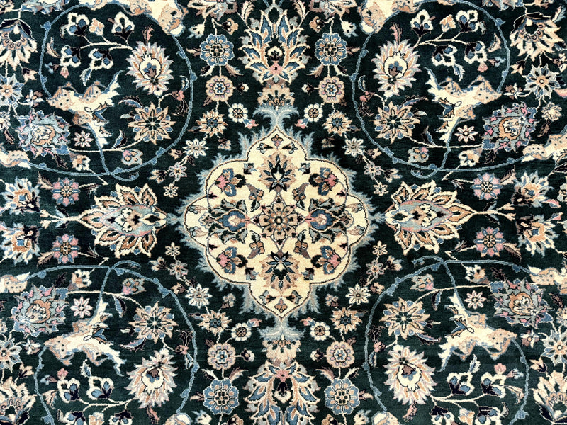 Pak Persian Rug 9x12, Dark Green, Floral Allover by Jewel Rugs