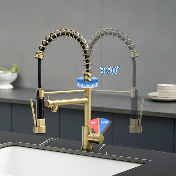 Stainless Steel Kitchen Faucet with Pull Down Sprayer - Stainless Steel, photo 2 of 8
