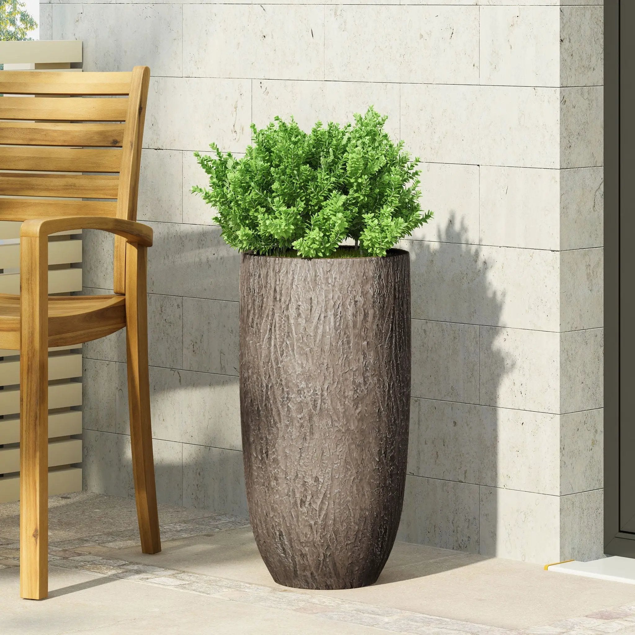 Magnesium Oxide Planter For Outdoor Use - Natural Wood by HouseOfZazla