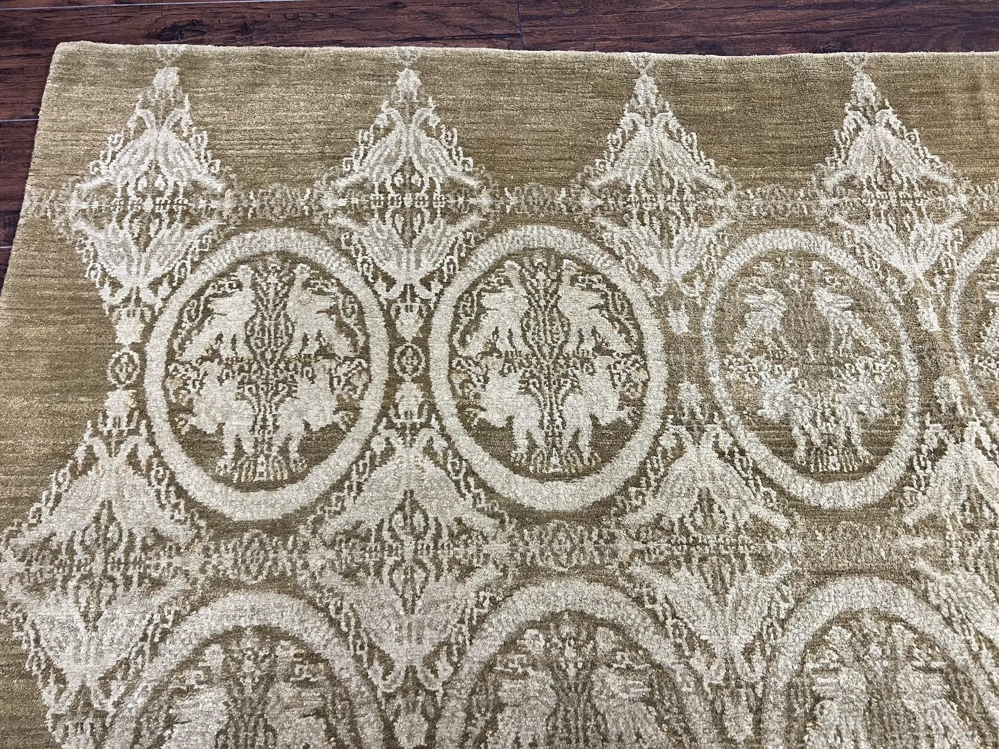 Tibetan Rug 12x15, Wool Hand Knotted Carpet, Odegard Rug, Birds, Olive Green, 12 x 15 Oversized Handmade Contemporary Area Rug, Extra Large by Jewel Rugs
