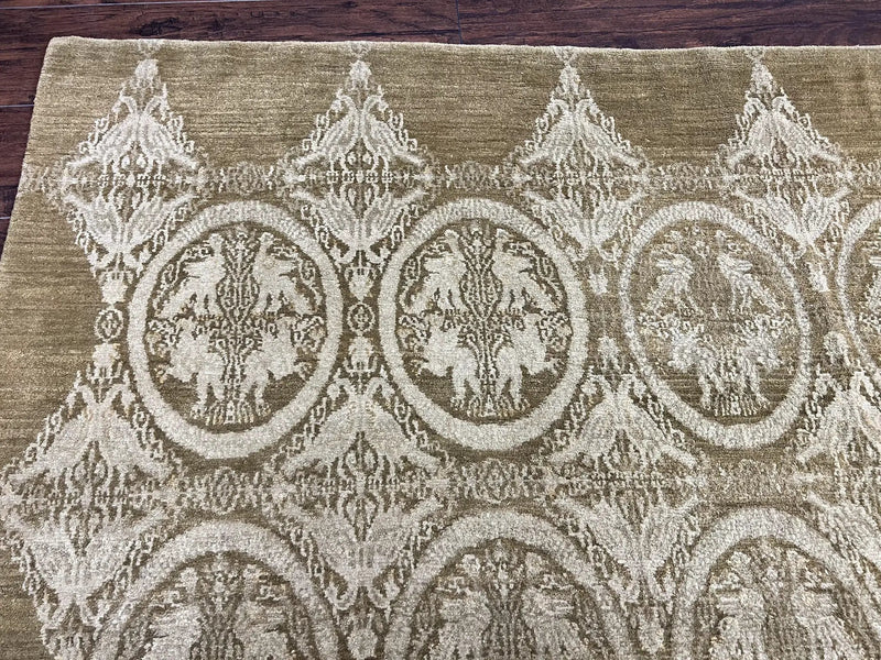 Tibetan Rug 12x15, Wool Hand Knotted Carpet, Odegard Rug, Birds, Olive Green, 12 x 15 Oversized Handmade Contemporary Area Rug, Extra Large by Jewel Rugs