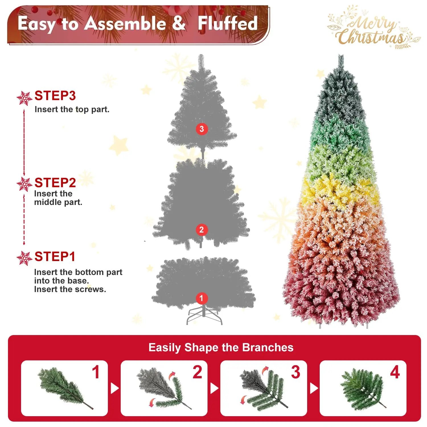 6ft Rainbow Gradient Flocked PVC Christmas Tree by HouseOfZazla