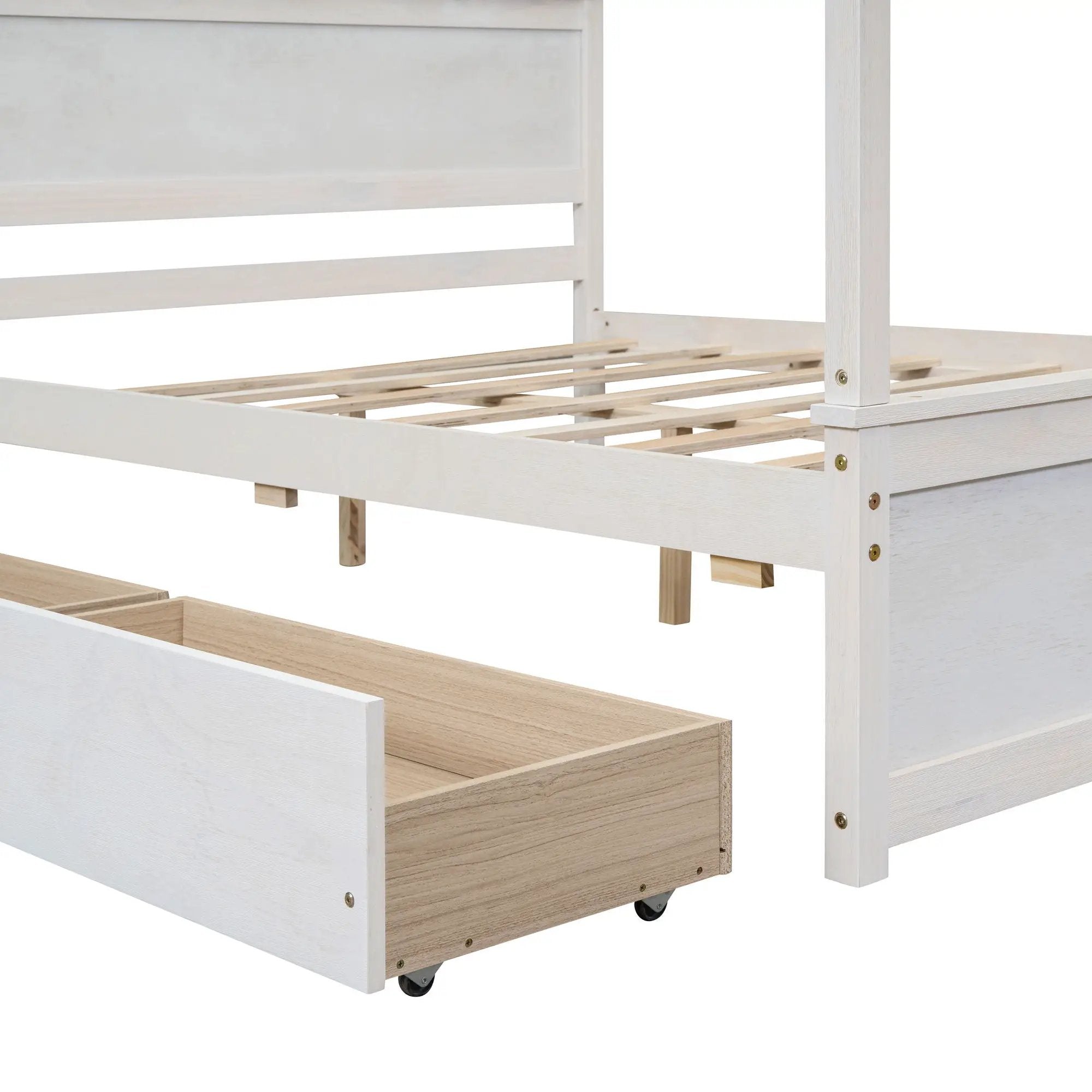 Canopy Platform Bed With Drawers, Support Slats, No Box Spring Needed by HouseOfZazla