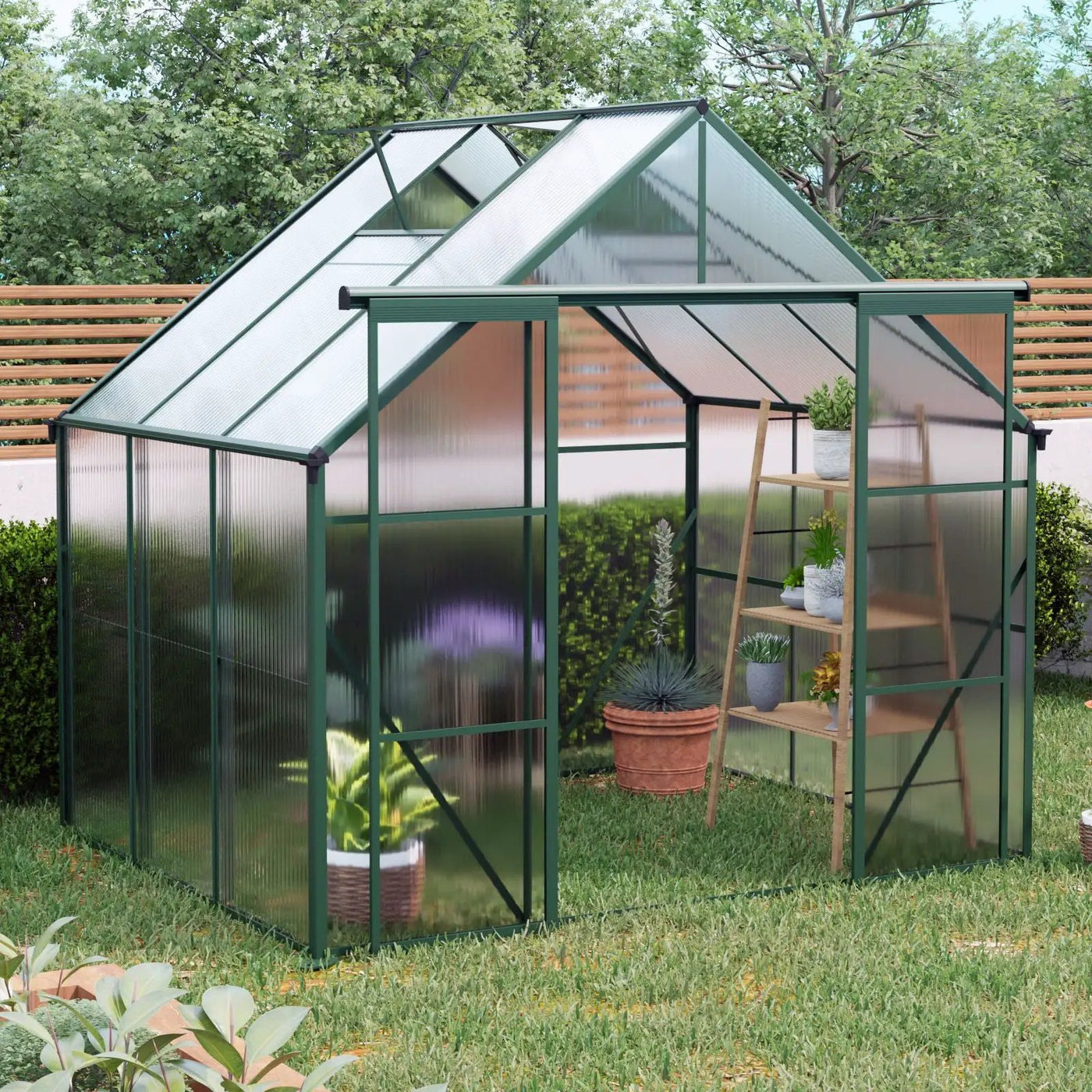 Double Door Polycarbonate house Raised Base And Anchor Aluminum Heavy Duty Walk In houses For Outdoor Backyard In All Season by HouseOfZazla