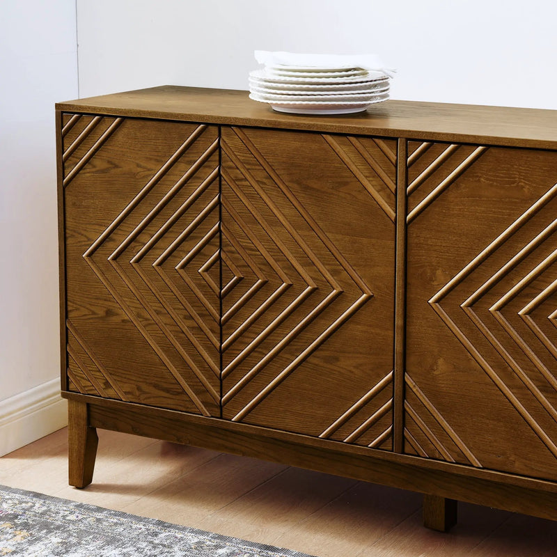 Diamond Fluted Sideboard Storage Cabinet with Adjustable Shelves by HouseOfZazla