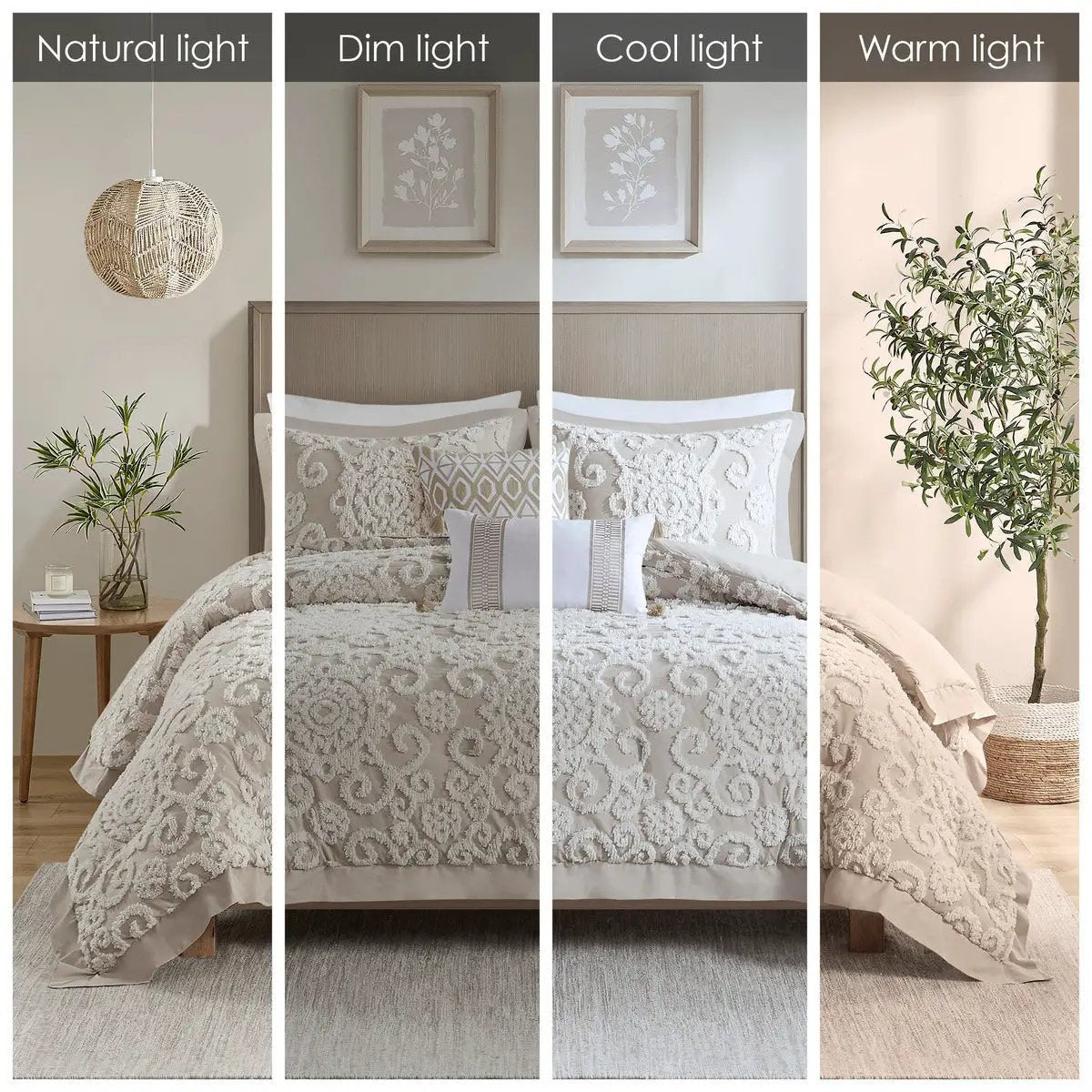 Cotton Comforter Mini Set Taupe King by HouseOfZazla