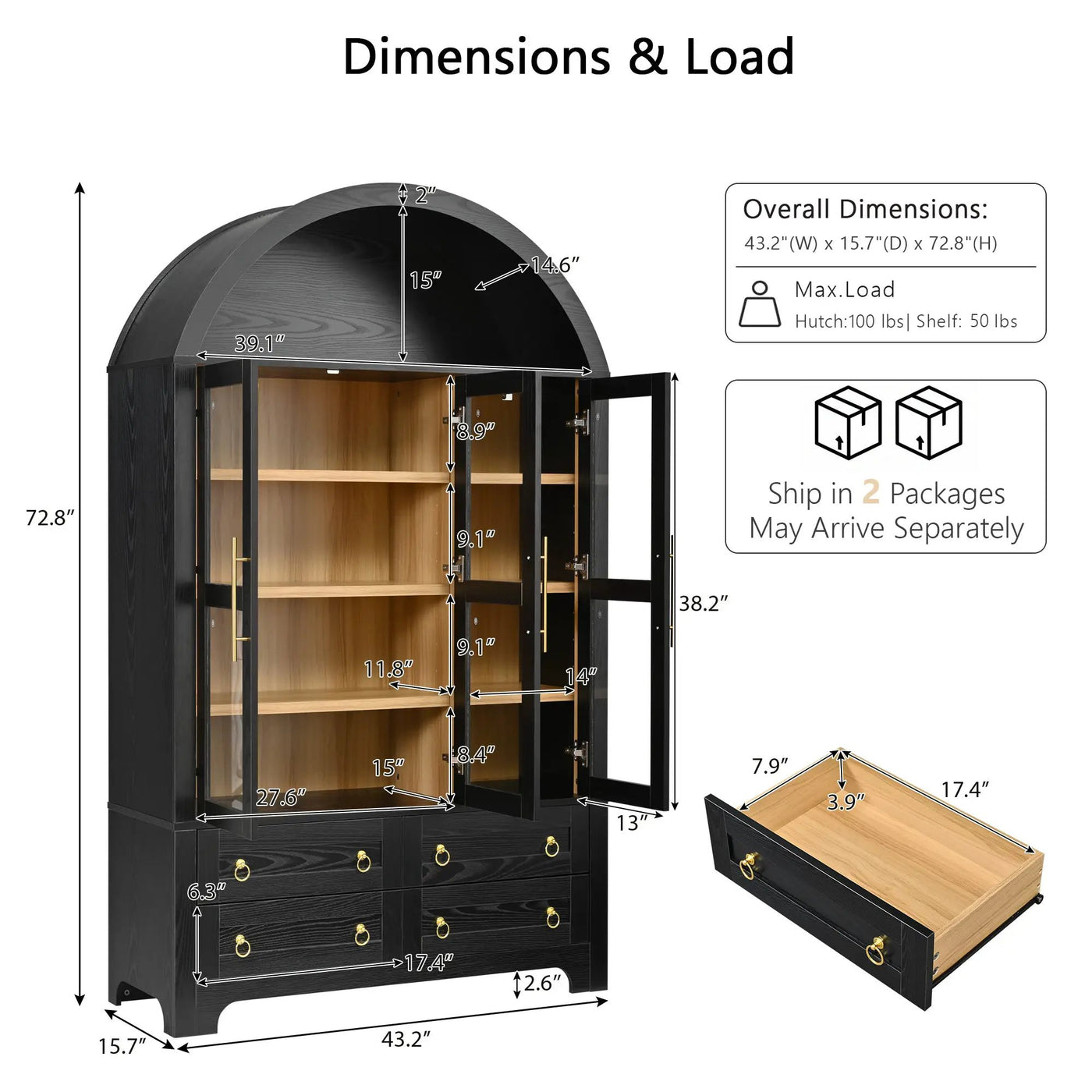 K&K 72.8" Tall Arched Pantry Cabinet by HouseOfZazla