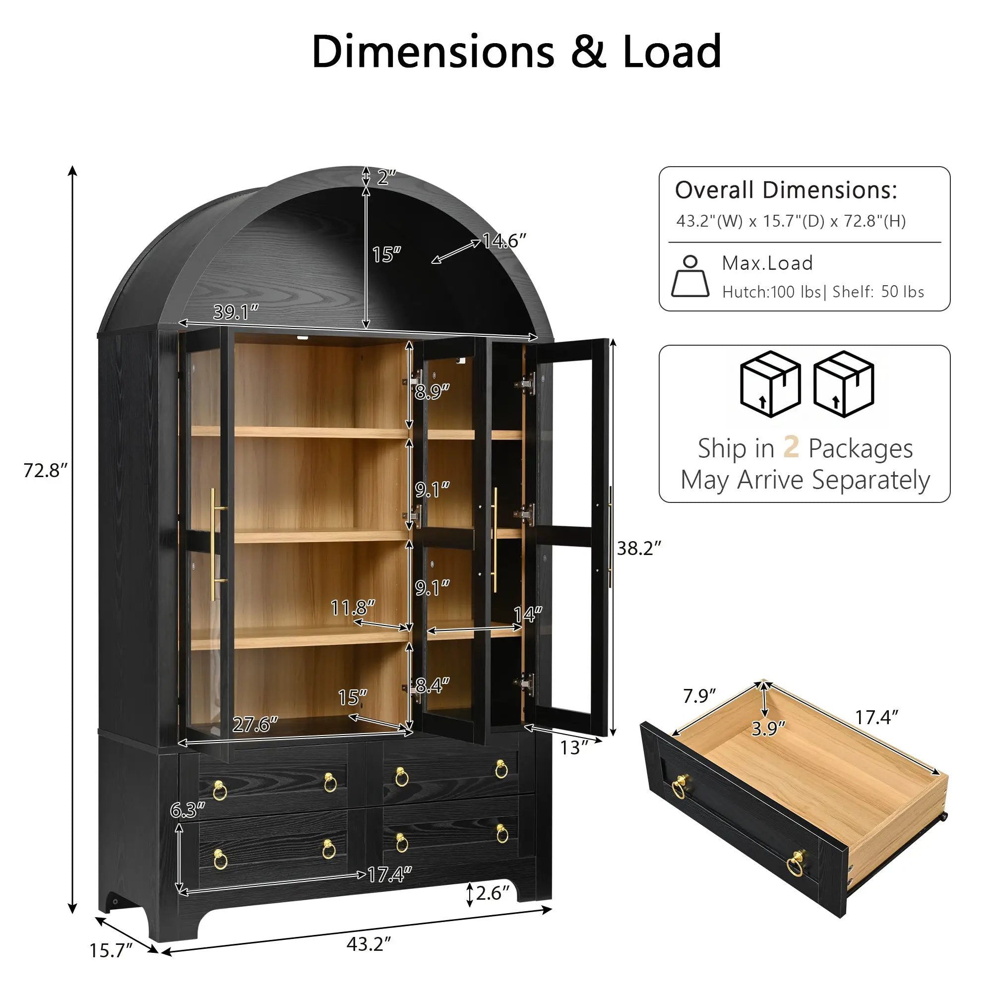 K&K 72.8" Tall Arched Pantry Cabinet by HouseOfZazla