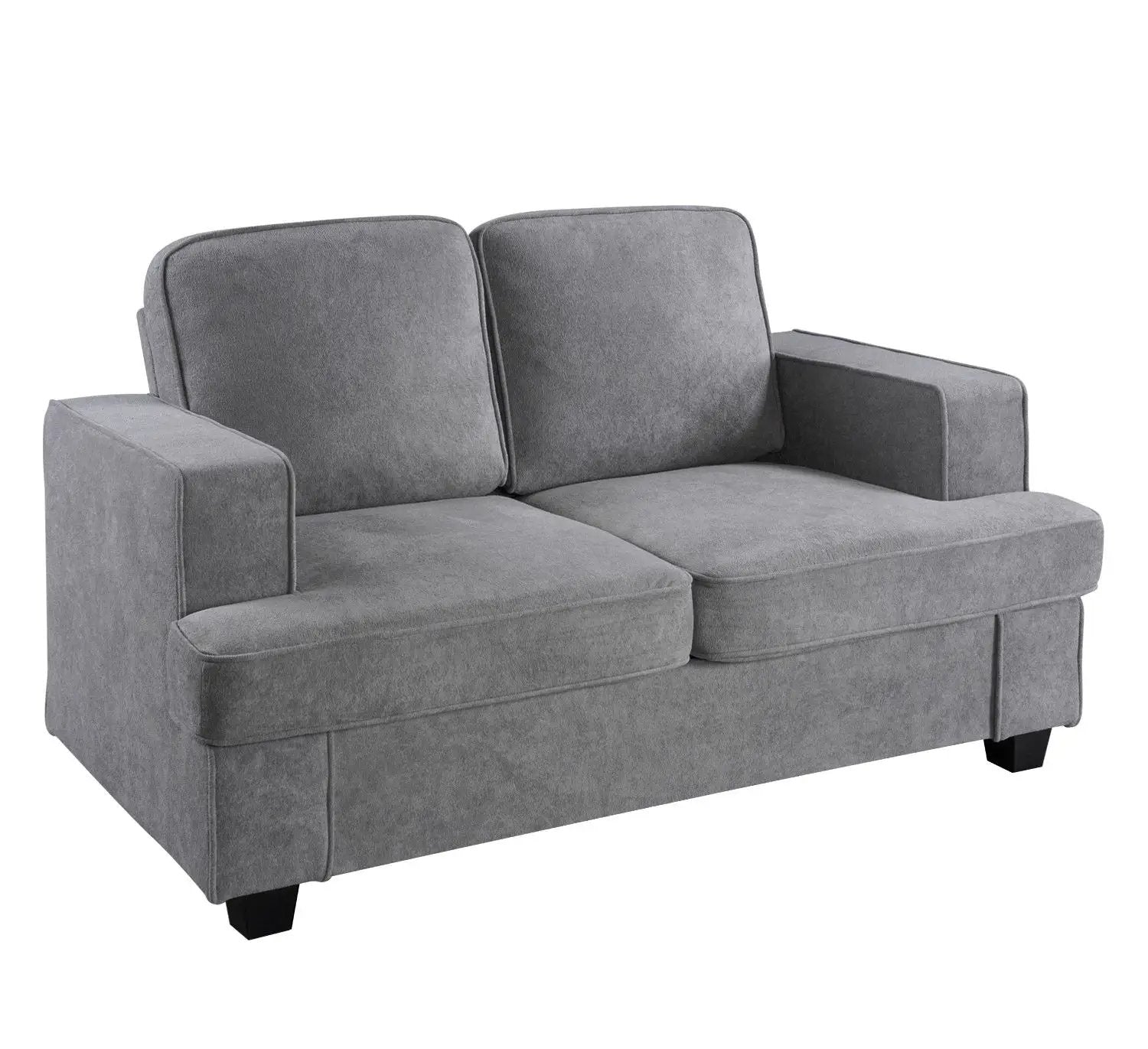 Modern Loveseat, Comfortable 2 Seater Couch With Deep Seating, Loose Back Cushions, Wide Arms by HouseOfZazla