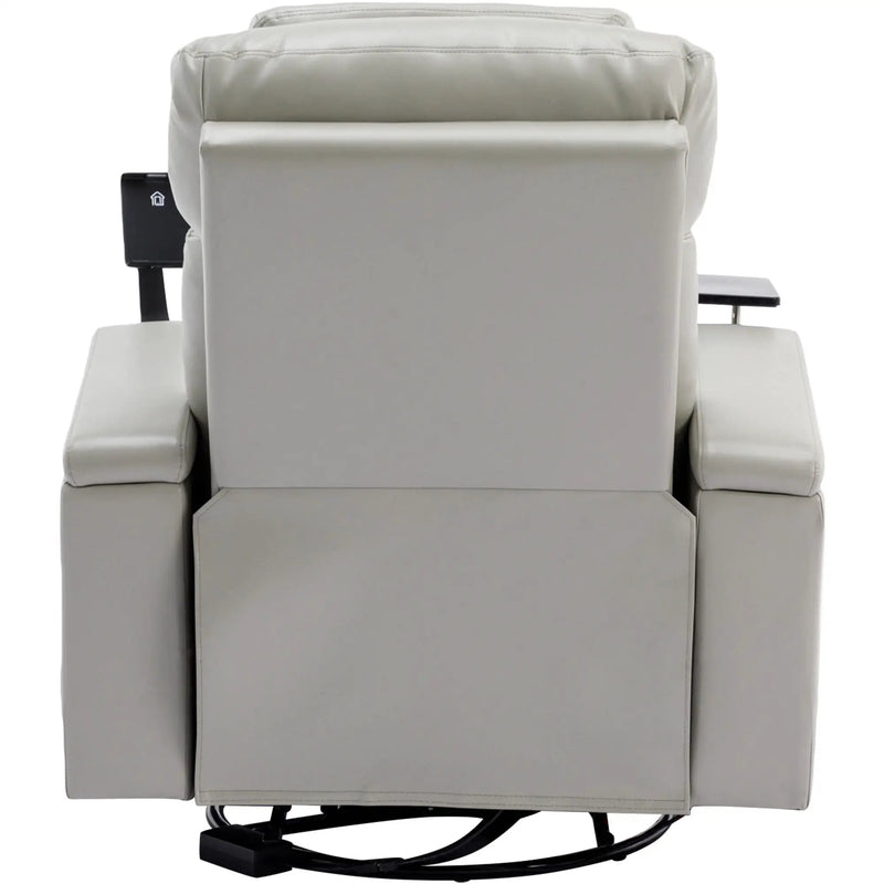 270° Power Swivel Recliner Home Theater Chair With Hidden Arm Storage, LED Light, Cup Holder, And Tray Table by HouseOfZazla