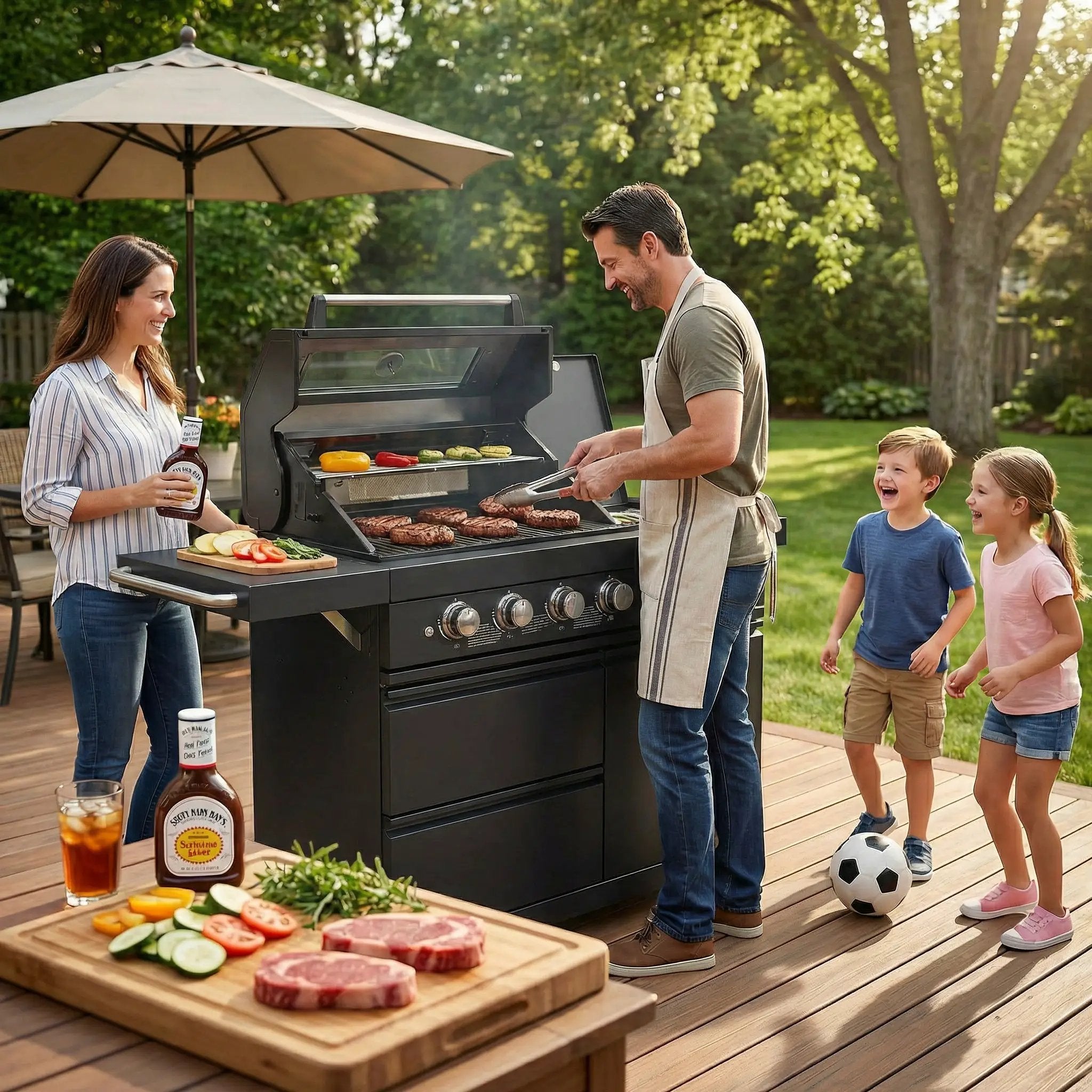 46-Inch 75300 BTU 6-Burners Deluxe Stainless Steel Gas Outdoor Kitchen Barbecue Grill by HouseOfZazla