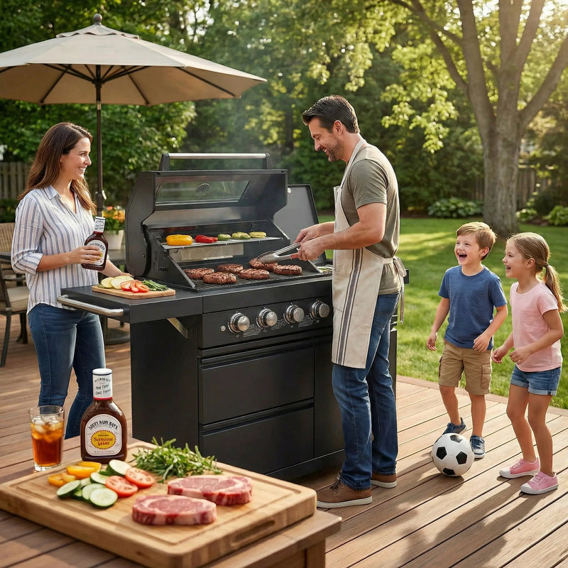 46-Inch 75300 BTU 6-Burners Deluxe Stainless Steel Gas Outdoor Kitchen Barbecue Grill by HouseOfZazla