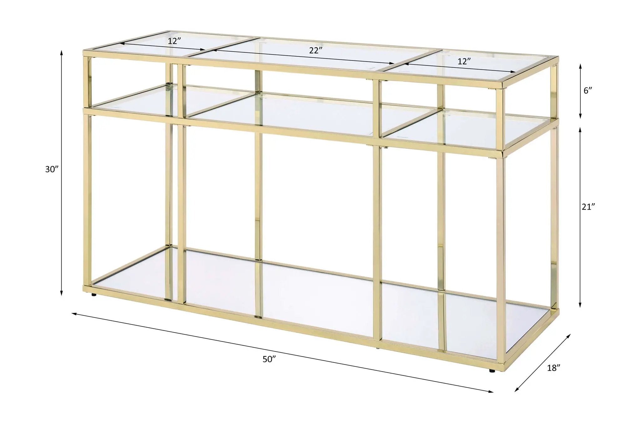 Uchenna - Sofa Table - Clear Glass & Gold by Unique Piece Furniture