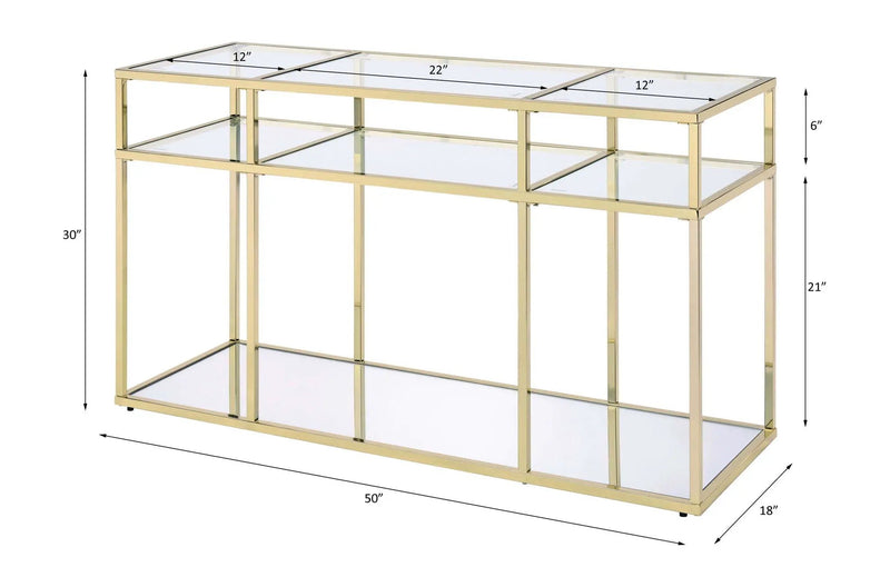 Uchenna - Sofa Table - Clear Glass & Gold by Unique Piece Furniture