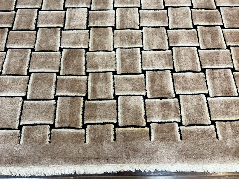 Tibetan Rug 9x12, Handmade, Wool, Modern Design by Jewel Rugs