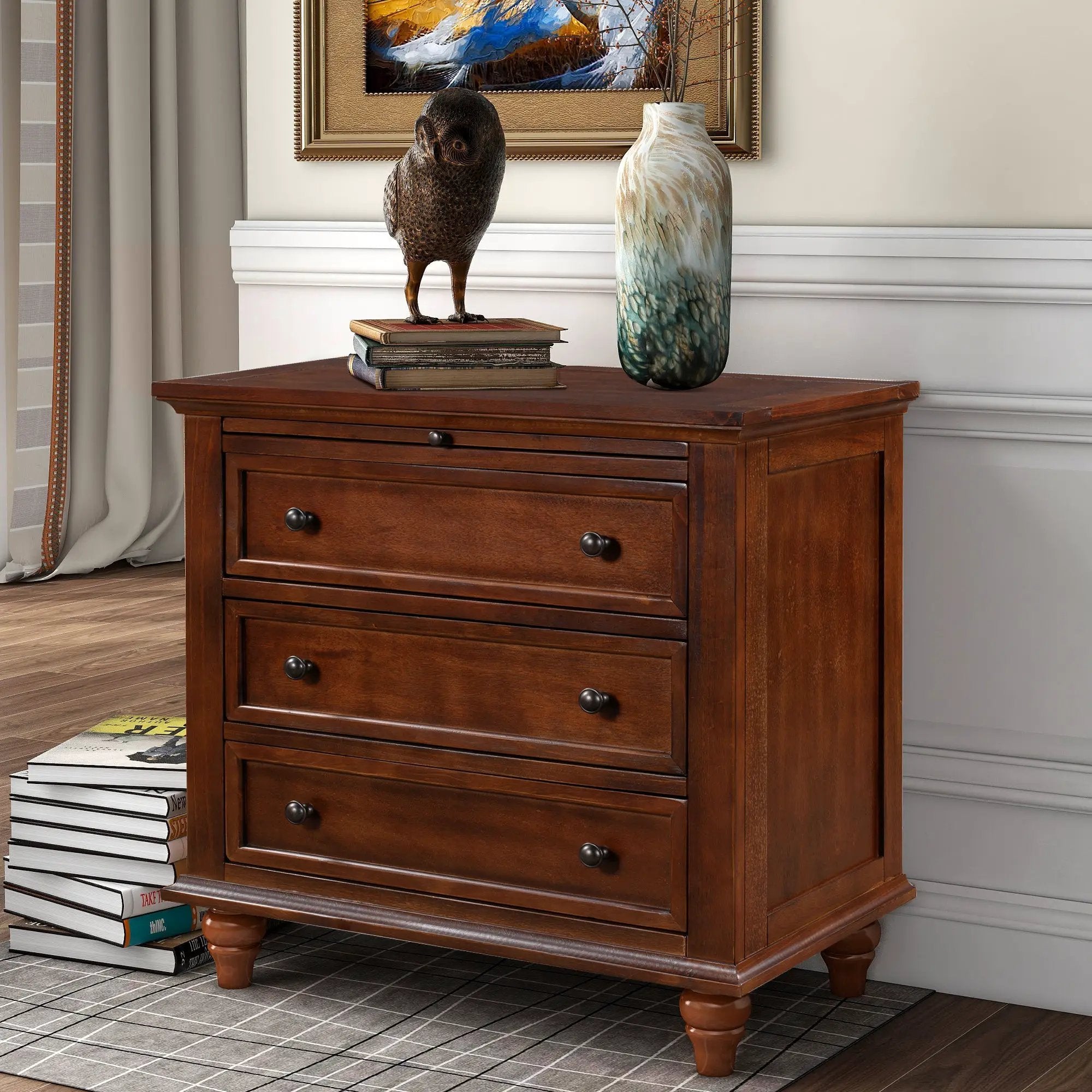 U_STYLE 27.6'' Nightstand with Pine Wood Veneer by HouseOfZazla