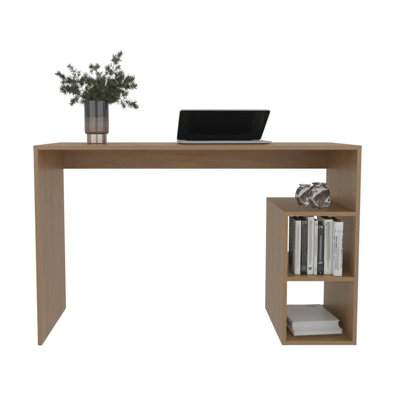 Solid 47' Natural Oak Wide Four Shelves Office Desk by BLAKHOM